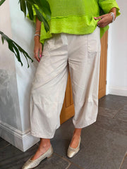 Stone Barrel Leg Pocket Front Trousers