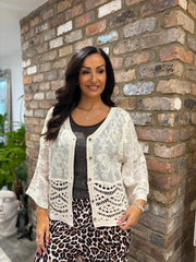 Stone Floral Sequin Crochet Cardi Taylor