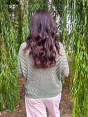 Khaki Chevron Knit Anabelle