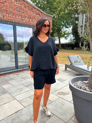 Black Bubble Cotton Top Kimberly