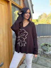 Chocolate Flower Knit Alissa