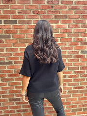 Black Striped Bow Knit Ophelia