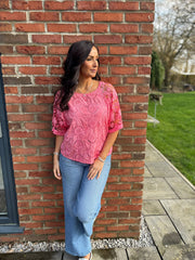 Coral Floral Lace Broderie Top Myla