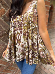 Olive Elegant Floral Vest Isabella
