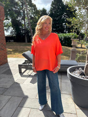 Orange Reverse Seam Knit Georgina