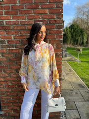 Butter Yellow Floral Pussy Bow Blouse Isla