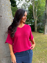 Raspberry Reverse Seam Knit Georgina