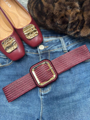 Wine Square Buckle Belt