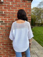 White Boho Daisy Bubble Cotton Top Skye