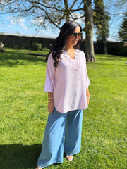 Pink Boho Daisy Bubble Cotton Top Skye