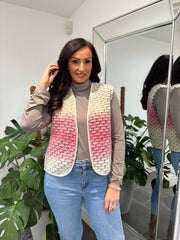 Pink Ombre Knitted Stripe Gilet