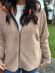 Camel Hooded Zip Fleece Alex