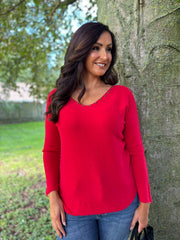 Red Embellished Soft Knit Francine