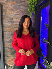 Red Animal Sparkle Top Layla