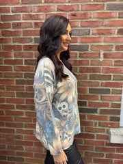 Grey Animal Floral Soft Knit Kim