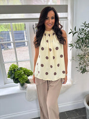 Buttercream Polka Dot Sleeveless Top Tiana