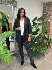 Black Leopard Lined Blazer Ashley