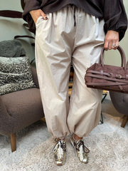 Stone Pull on Cuffed Trousers Raven