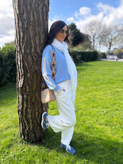 Blue Lace Sleeve Sweatshirt Angela