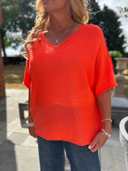 Orange Reverse Seam Knit Georgina