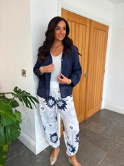 White Floral Hareem Trousers