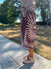 Chocolate Longline Celestial Sun Wrap Skirt