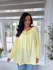 Lemon Textured Bardot Top Maiya