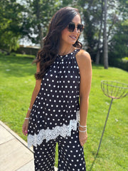 Black Polka Dot Lace Trim Set Kimberly