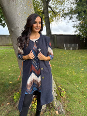 Navy Brushed Belted Waistcoat Andrea
