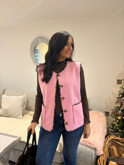 Pink Leopard Trim Waistcoat Rhea