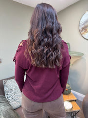 Wine Lace Up Sleeve Knit Aubrey