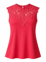 Coral Crochet Floral Ribbed Vest Olivia