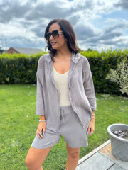 Mocha Bubble Cotton Hooded Jacket Amelie