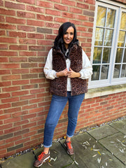 Leopard Premium Faux Fur Hooded Gilet