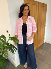 Pink Gingham Checked Shirt Zaria