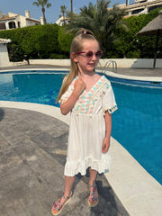 White Tassel Trim Dress Lily