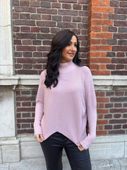 Pink Ribbed Dip Hem Jumper Vicky