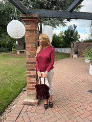 Wine Polka Dot Super Soft Round Neck