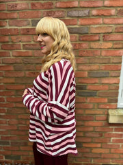 Wine Stripe Long Sleeve Top Yasmin