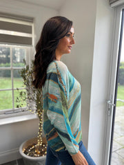 Aqua Brushed Stripe Knit Top Dawn