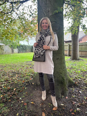 Mocha Chevron Knit Jumper Dress Kelly