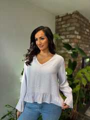 Lilac V Neck Ruffle Top Addison