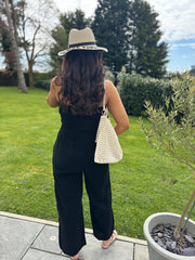 Black Bubble Cotton Bandeau Jumpsuit