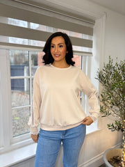 Stone Lace Sleeve Sweatshirt Angela
