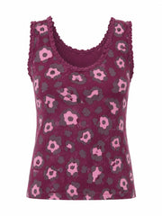 Wine Leopard Ruffle Trim Vest Zoe