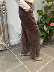 Chocolate Chenille Textured Trousers Mia