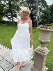 White Boho Embroidered Sun Dress Kelsey