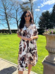 Chocolate Palm Leaf Shirt Dress Haven