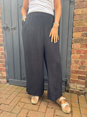 Black Pinstripe Pull on Trousers Tanya