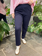 Navy Straight leg Comfort fit pull on Trousers